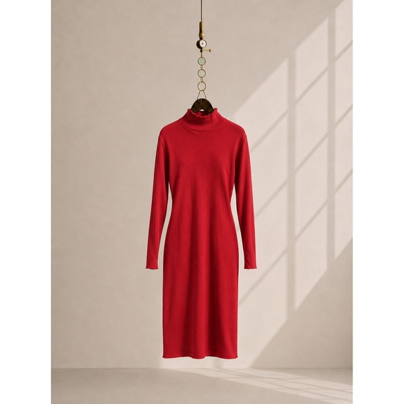 Frank & Eileen Dresses & Skirts - Frank & Eileen Isabelle Triple Fleece Funnel Neck Midi Dress Red XS USA